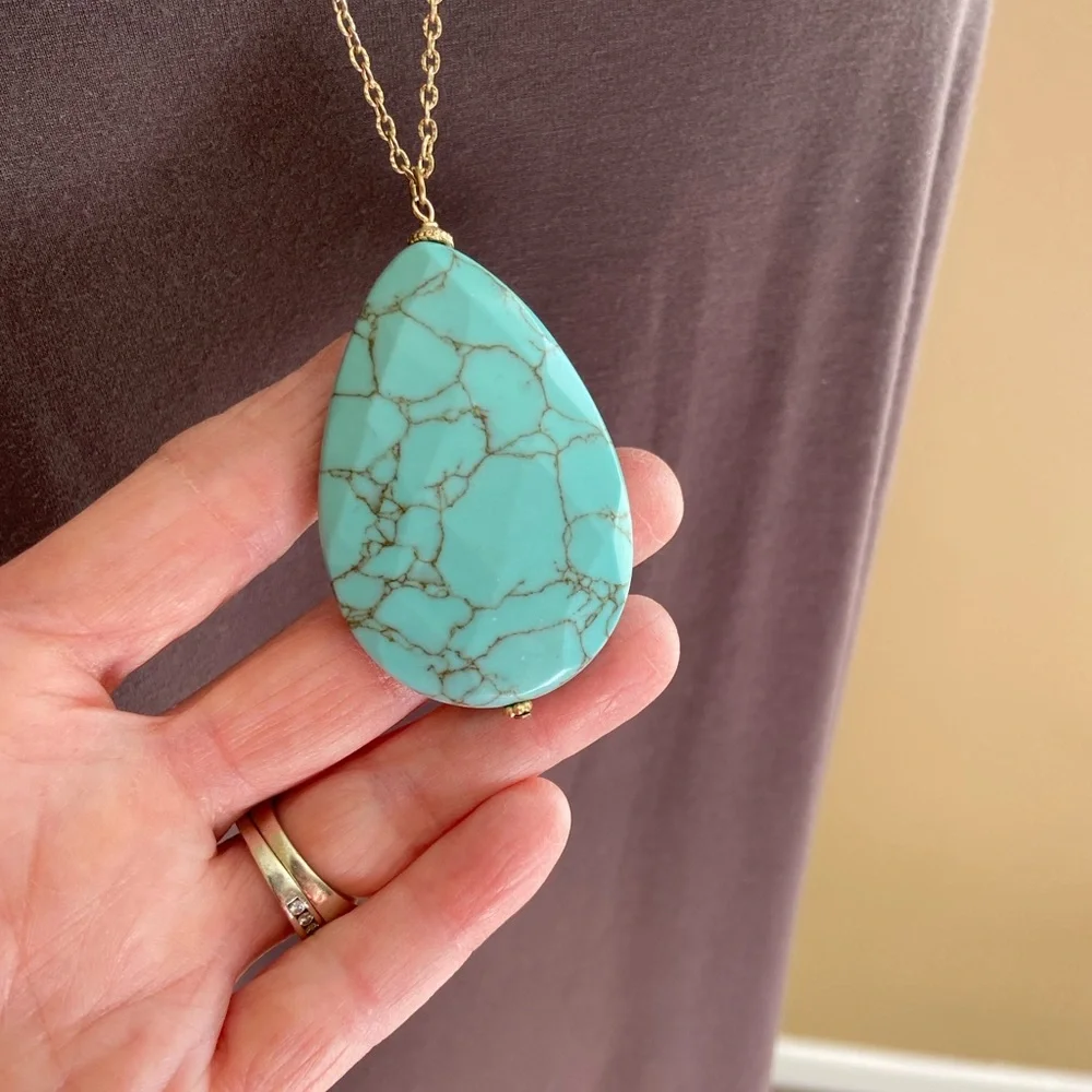 Marbled Turquoise Pendant‎ Necklace